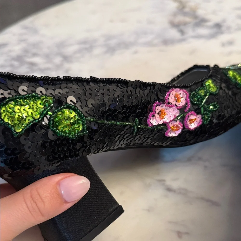 Black Sequin Embellished Women's Shoes - Picture 4 of 7